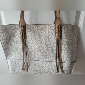 Calvin Klein Monogrammed Tan and Brown Tote